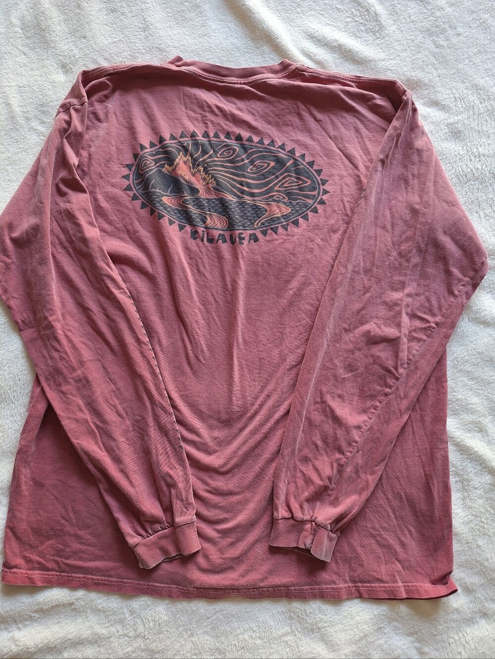Crazy Shirts Kilauea Volcano Long Sleeve XL Paradise Red Dyed Hawaii Graphic